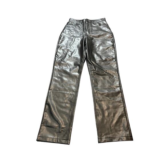 Abercrombie & Fitch The 90’s Straight Ultra High Rise Faux Leather Pants Size 28 - Picture 2 of 8